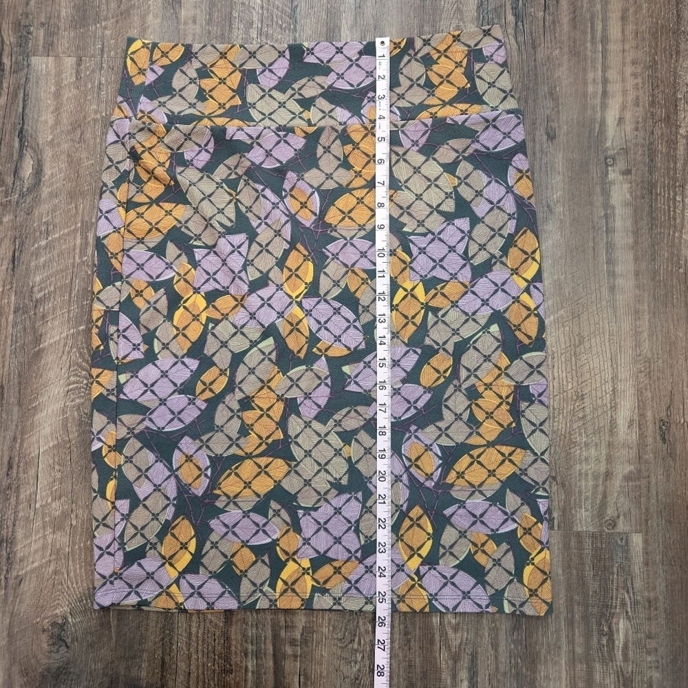 LuLaRoe Cassie Pencil Skirt 2XL Geometric Circle Print Green Gold Purple - Picture 5 of 7